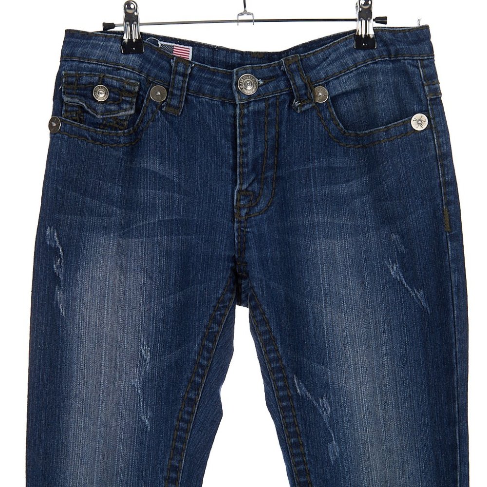 True Religion Lightly Distressed Low-Mid Rise Jeans Women's Size 29 - Picture 2 of 11